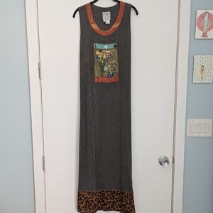 90sVINTAGE Surya Abstract Art Maxi Dress Size Large